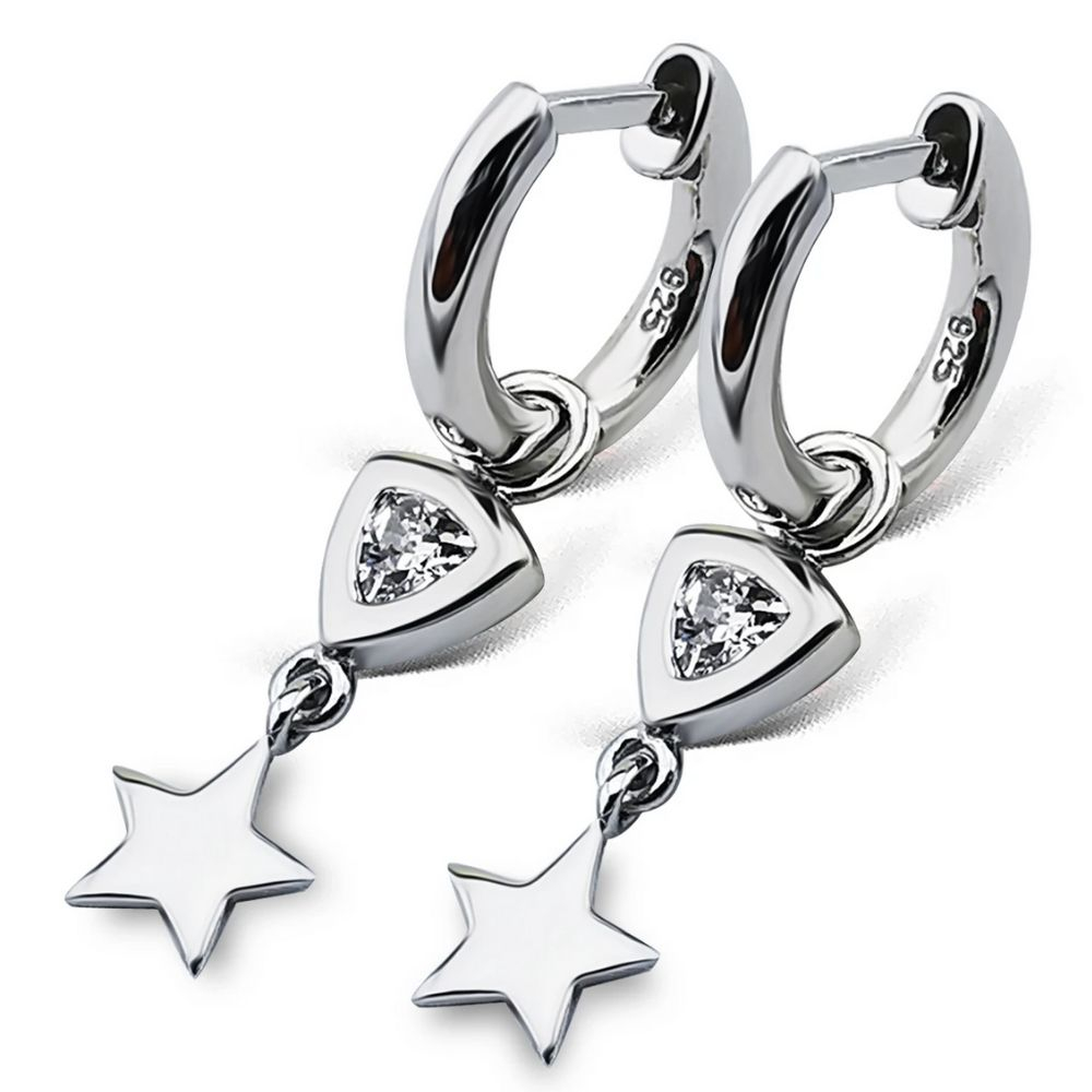 JWLS4U | Earrings Trillion Star Silver